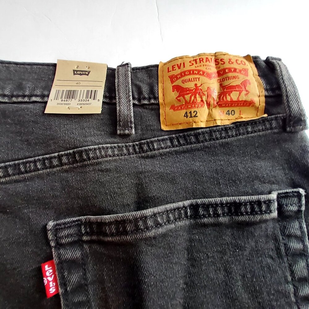 Levis 412 Slim Stretch Black Denim Shorts 9" Inseam Eco Performance Mens Size 40 - Picture 7 of 15